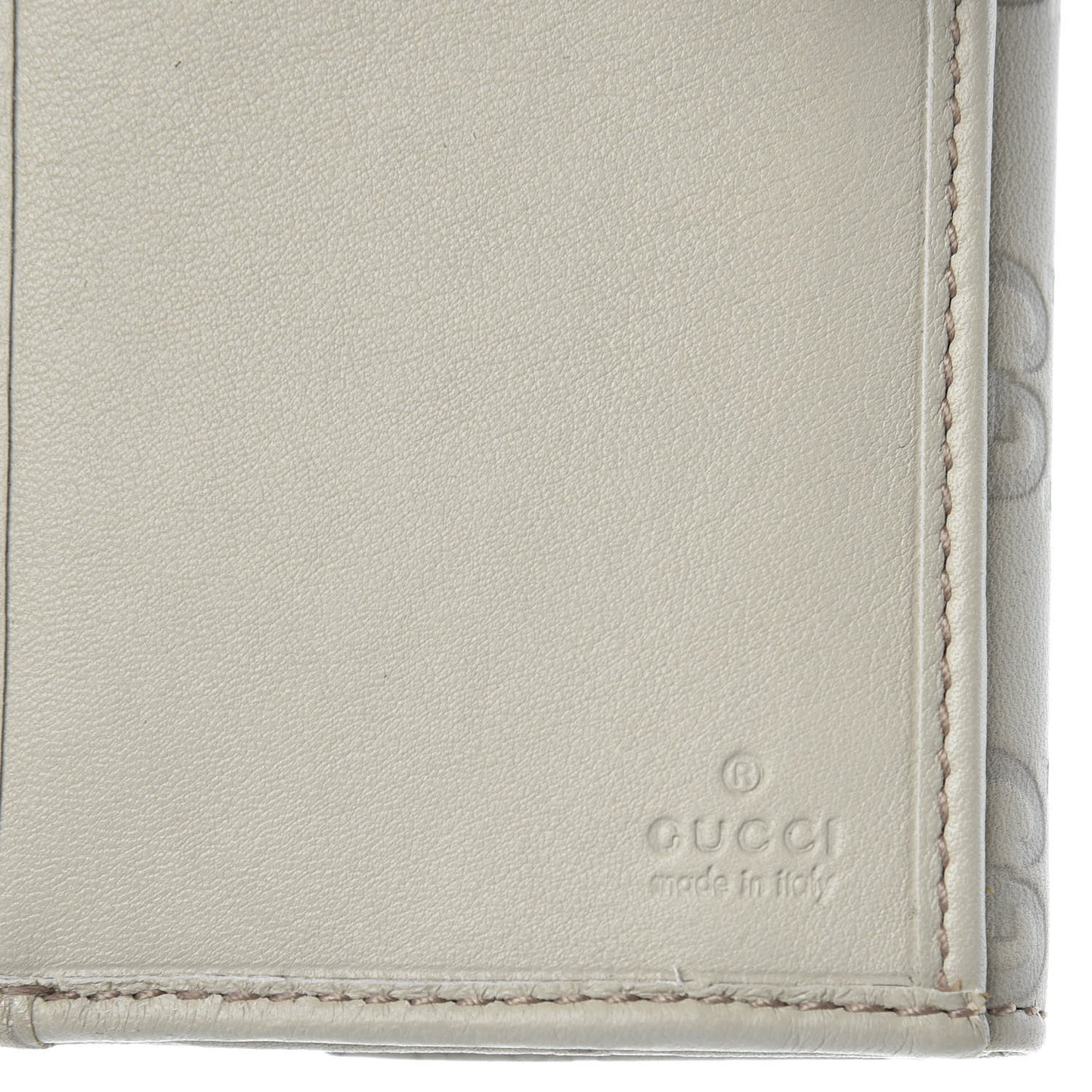 Guccissima Margaux Calfskin Metal Bar Continental Flap Wallet Mystic White
