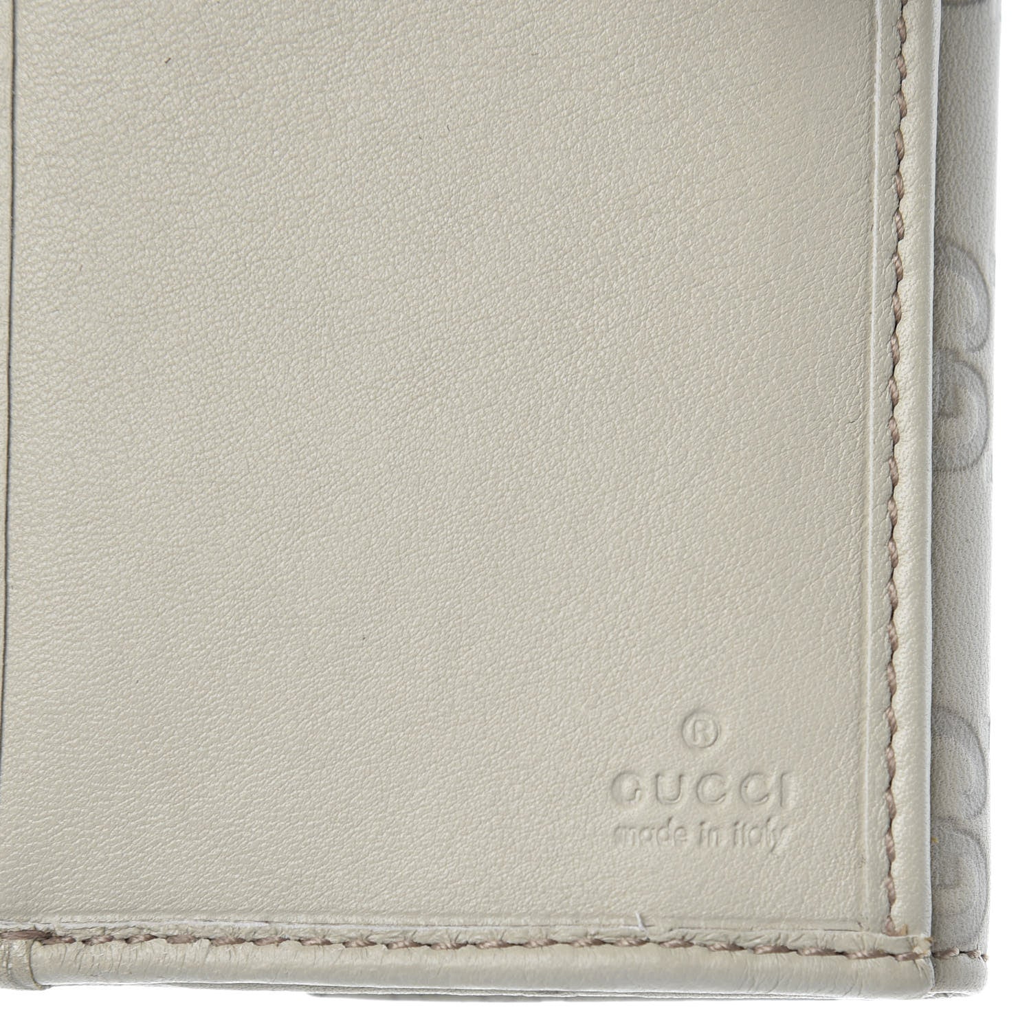 Gucci Guccissima Margaux Calfskin Metal Bar Continental Flap Wallet Mystic White 6 of 10