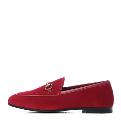 Gucci Velvet Horsebit Womens Jordaan Loafers 36 Hibiscus Red 1 of 9