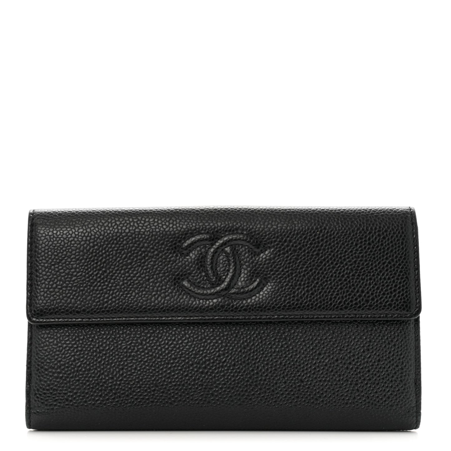 Caviar Timeless CC Large Gusset Flap Wallet Black
