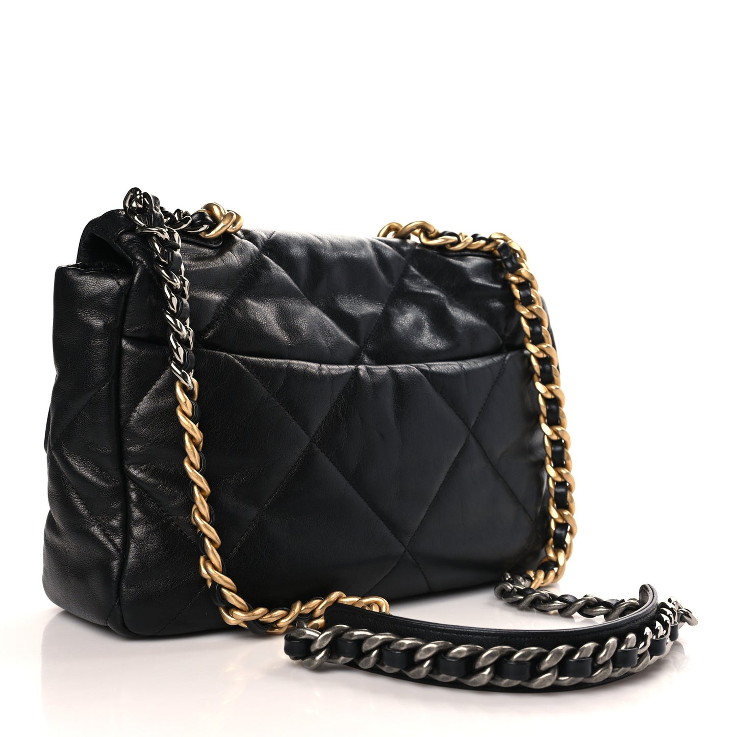 Lambskin Quilted Large Chanel 19 Flap Black