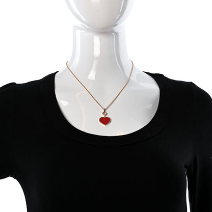 Chopard 18K Rose Gold Diamond Happy Hearts Pendant Necklace Red 3 of 4