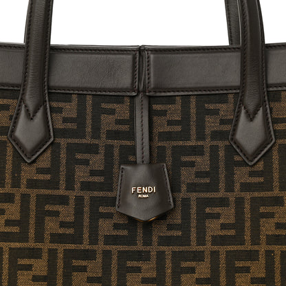 Fendi Fabric Jacquard Vitello Grance FF 1974 Large Fendi Origami Tobacco Moro Ebano 7 of 12