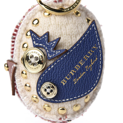 Burberry Calfskin Wool Cashmere Studded Mabel Derek The Bird Bag Charm Blush Pink Multicolor 4 of 5