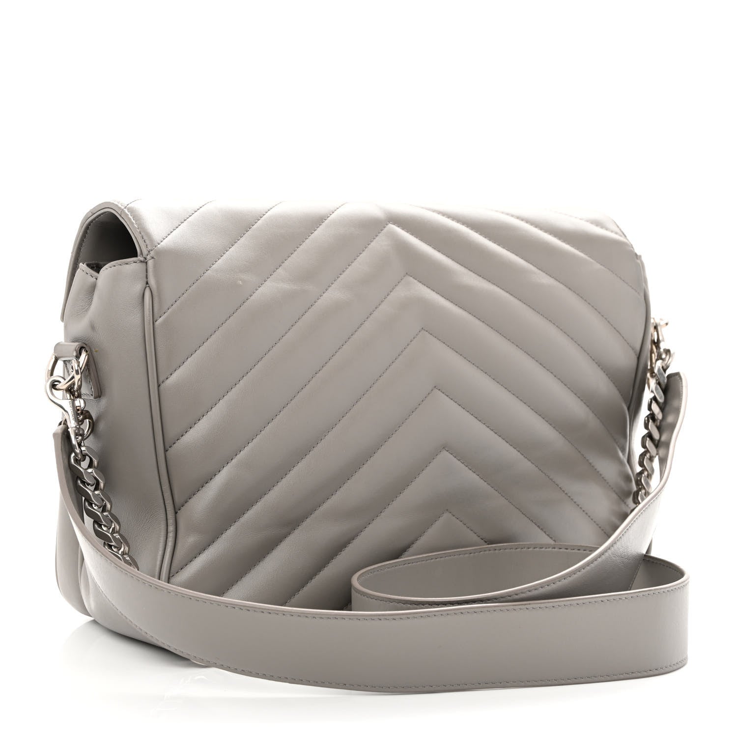 Saint Laurent Calfskin Y Quilted Monogram Loulou Shoulder Bag Pearl Grey 3 of 13