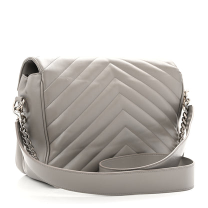 Saint Laurent Calfskin Y Quilted Monogram Loulou Shoulder Bag Pearl Grey 3 of 13