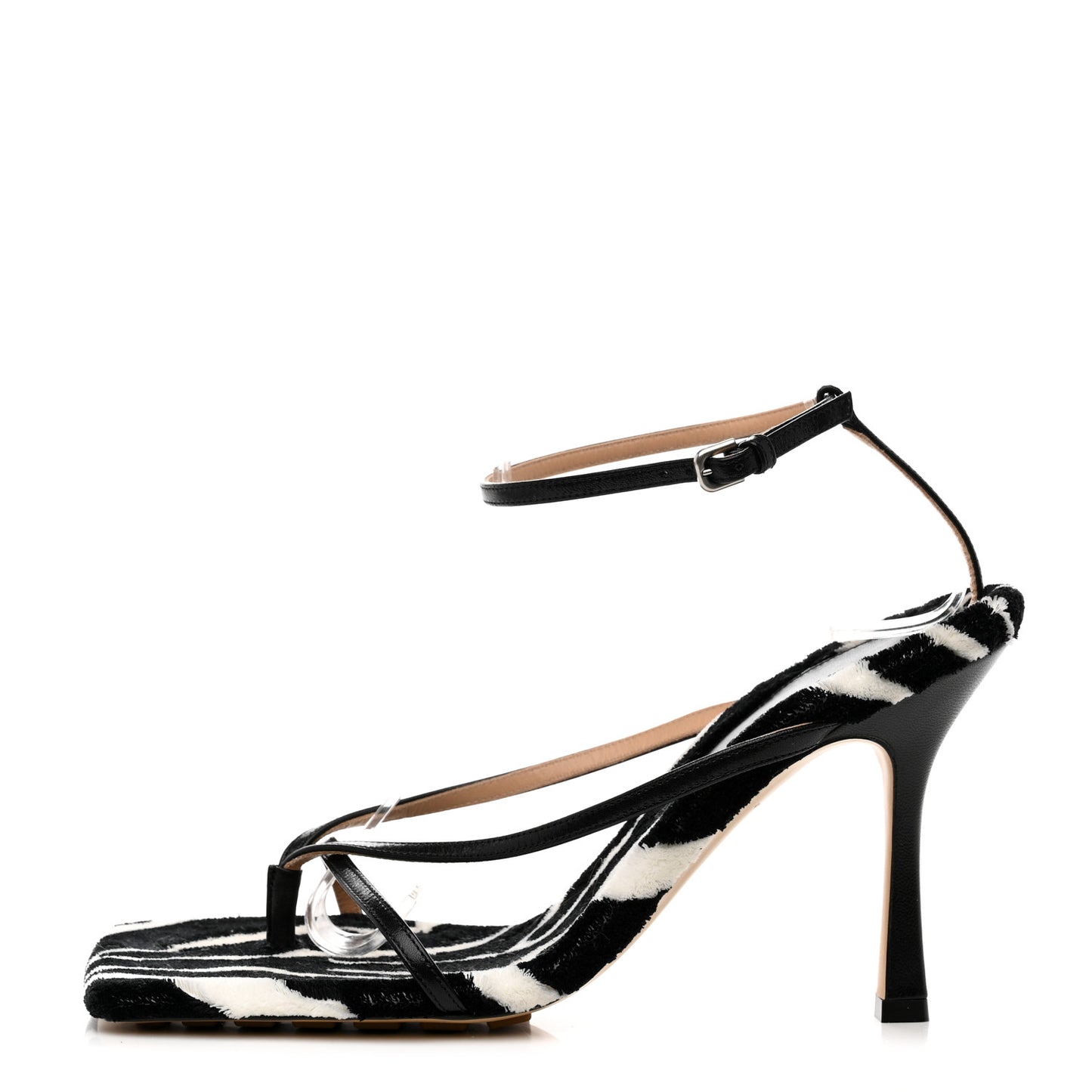 Microfiber Stretch Multi Strap 90mm Sandals 40.5 White Zebra