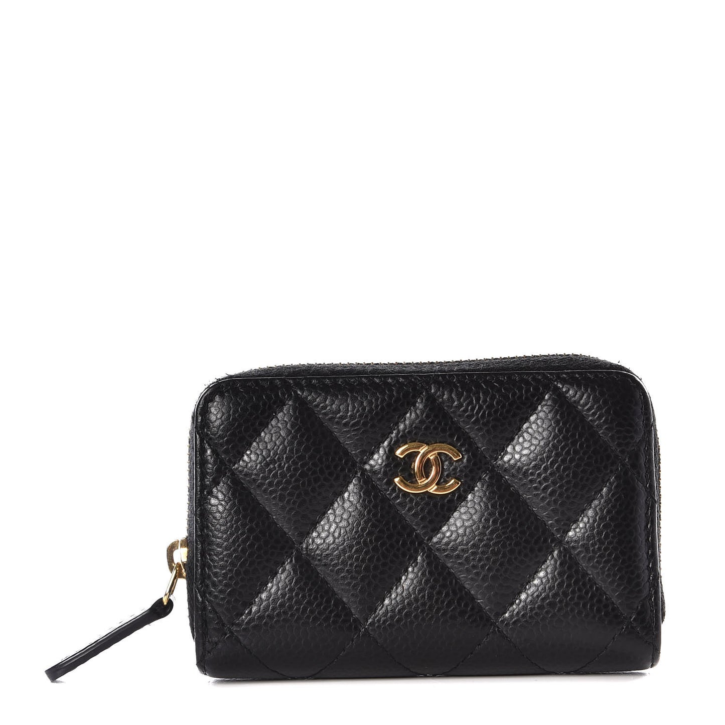 Caviar Quilted Zip Coin Purse Black