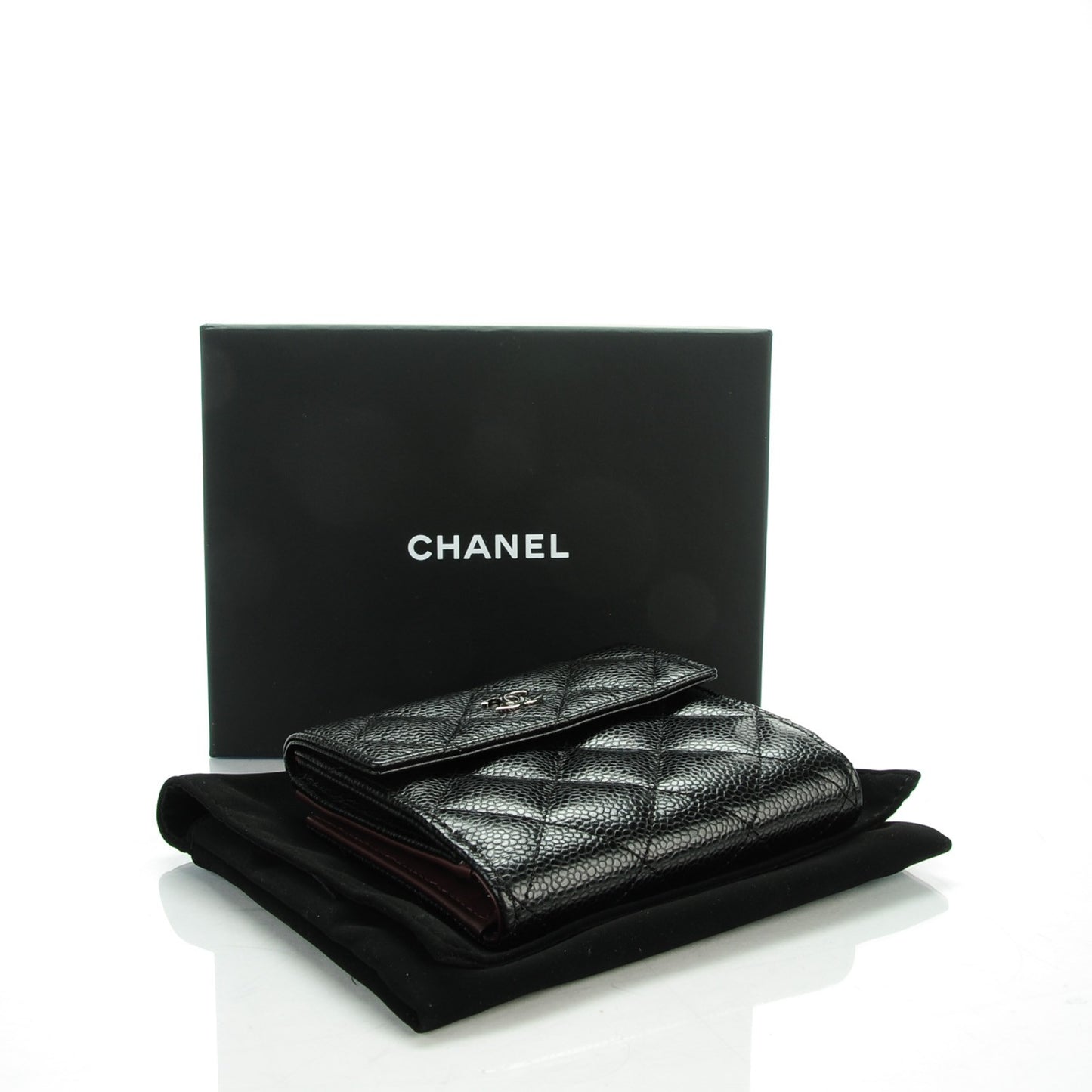 Caviar Quilted Compact French Flap Wallet