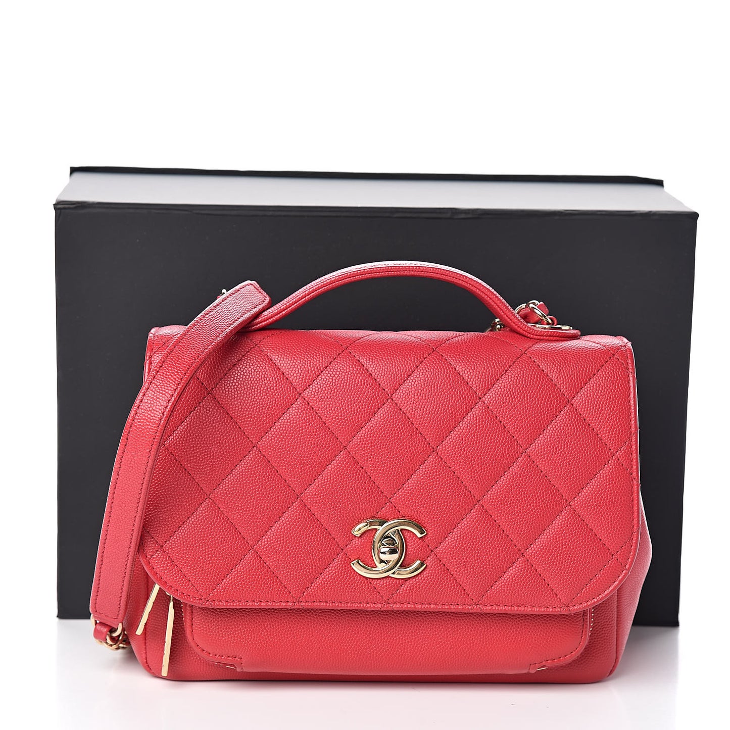 Caviar Quilted Medium Business Affinity Flap Red