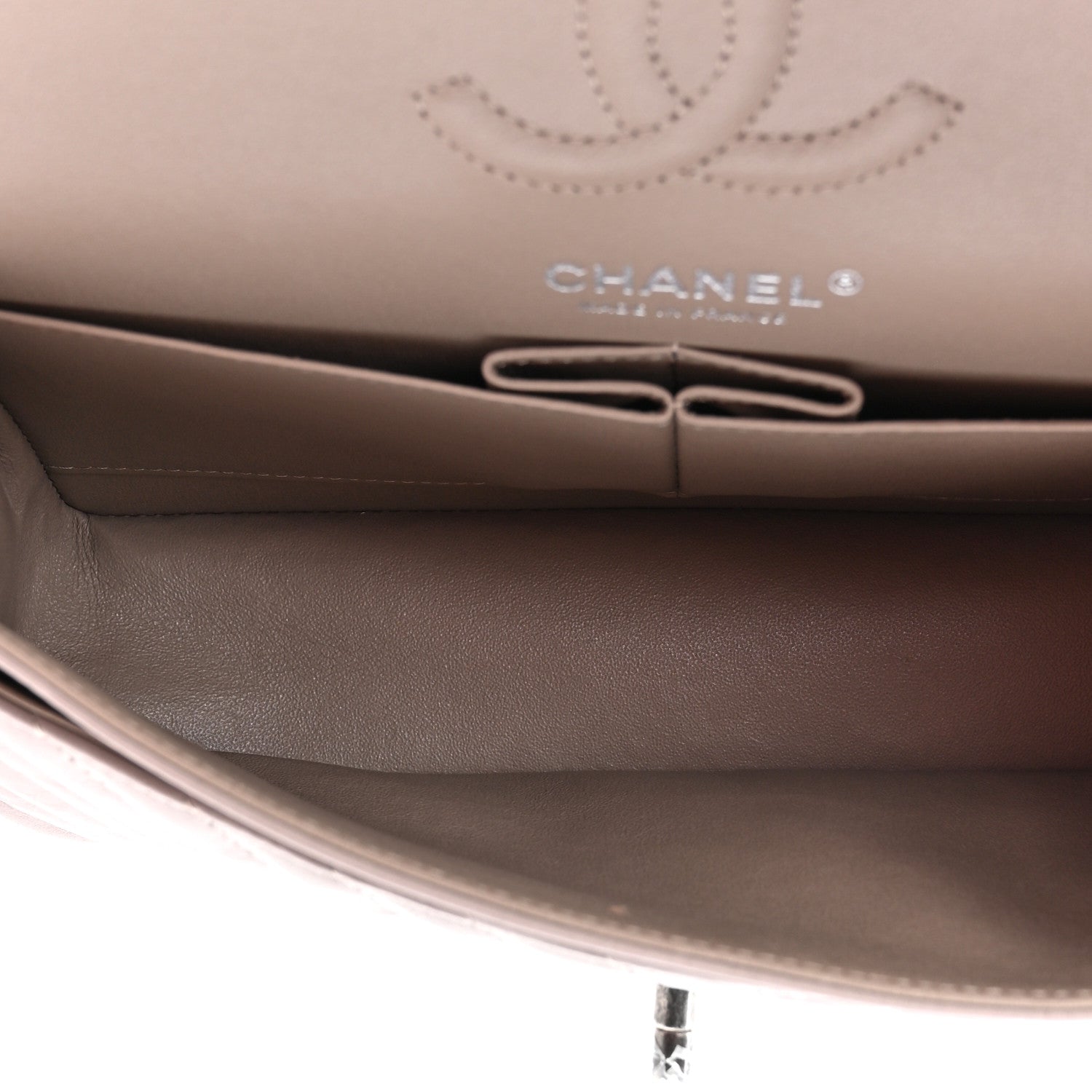 Chanel Crumpled Calfskin Chevron Quilted Small Double Flap Grey 5 of 10