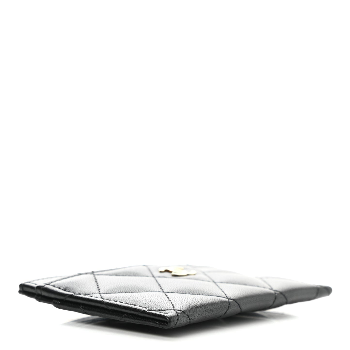 Lambskin Quilted Card Holder Black