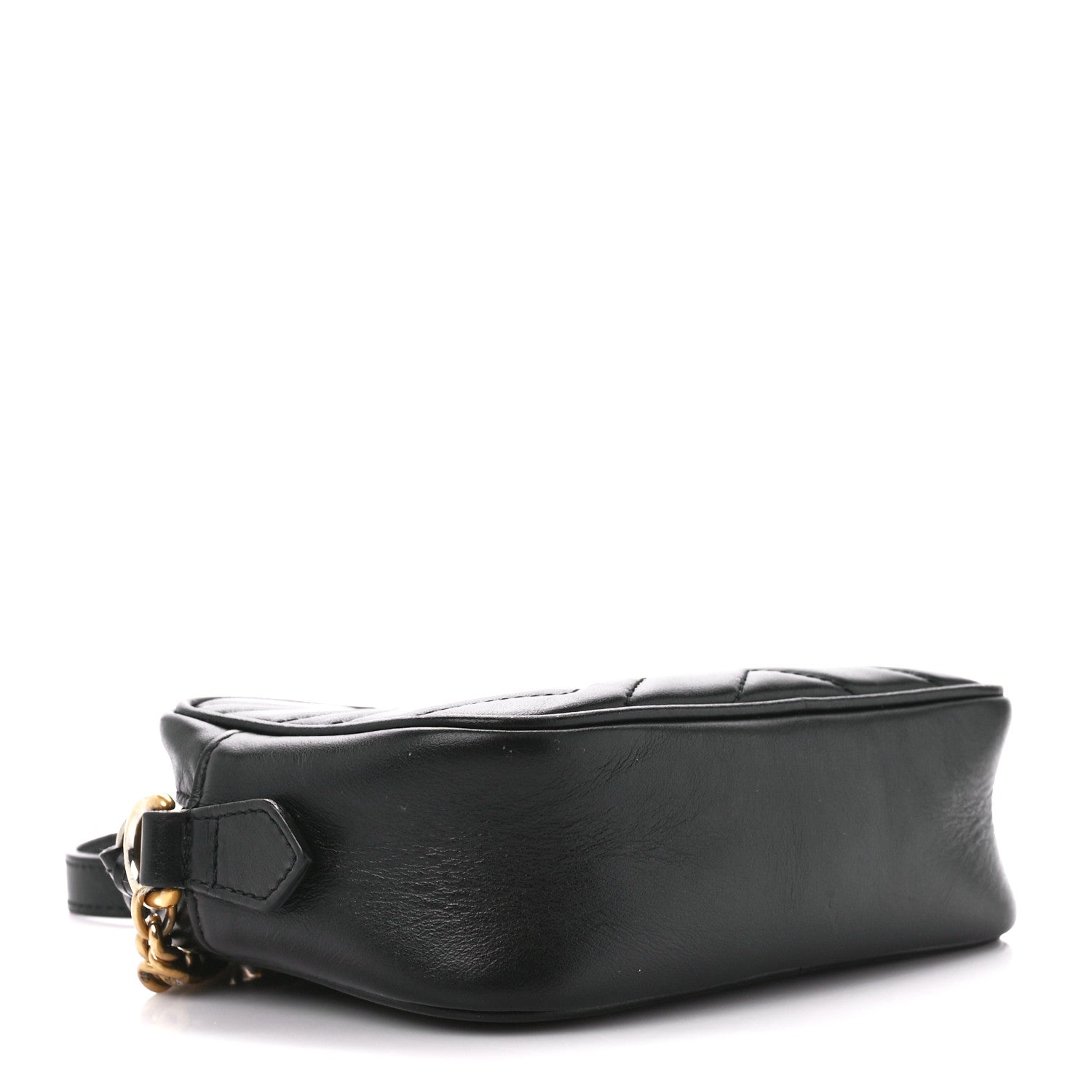 Gucci Calfskin Matelasse Mini GG Marmont Chain Shoulder Bag Black 4 of 11
