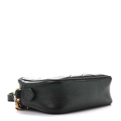 Gucci Calfskin Matelasse Mini GG Marmont Chain Shoulder Bag Black 4 of 11