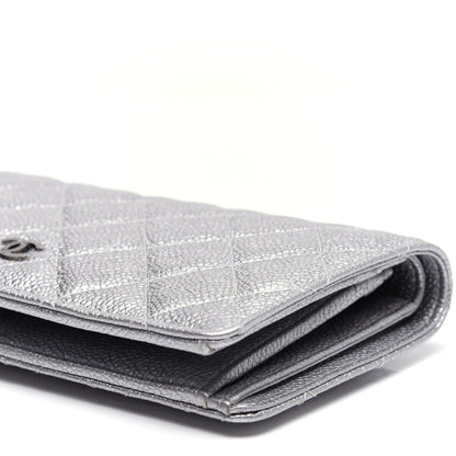 Chanel Metallic Caviar Quilted Yen Wallet Silver 8 of 14
