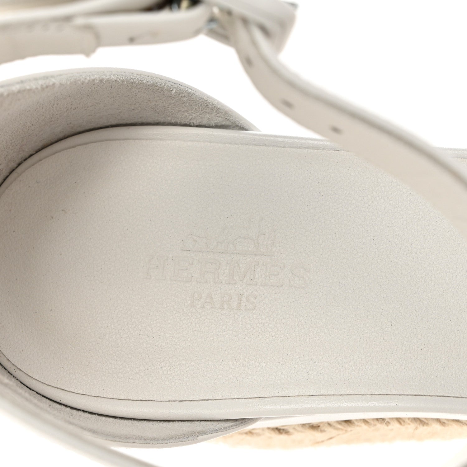 Hermes Goatskin Elda Espadrille Wedge Sandals 37 White 6 of 8
