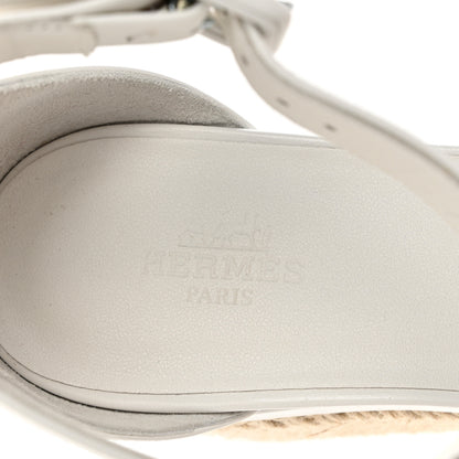 Hermes Goatskin Elda Espadrille Wedge Sandals 37 White 6 of 8