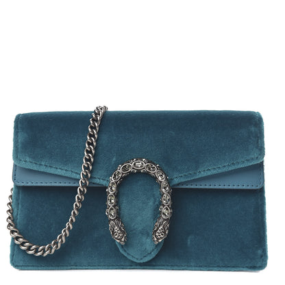 Gucci Velvet Super Mini Dionysus Shoulder Bag Pavone Cyan 1 of 11