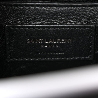 Saint Laurent Grain De Poudre Textured Mixed Matelasse Triquilt Medium Monogram Monochrome Satchel Black 7 of 11