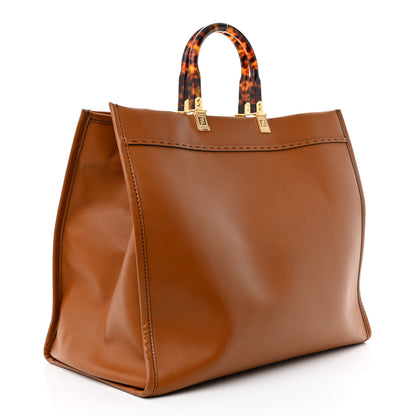 Fendi Vitello King Plexiglass Large Fendi Sunshine Shopper Tote Cuoio 3 of 14