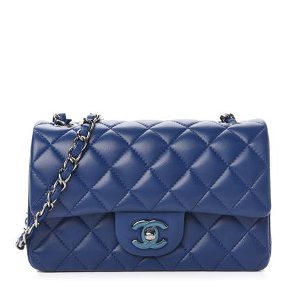 Chanel Lambskin Quilted Mini Rectangular Flap Dark Blue 1 of 11