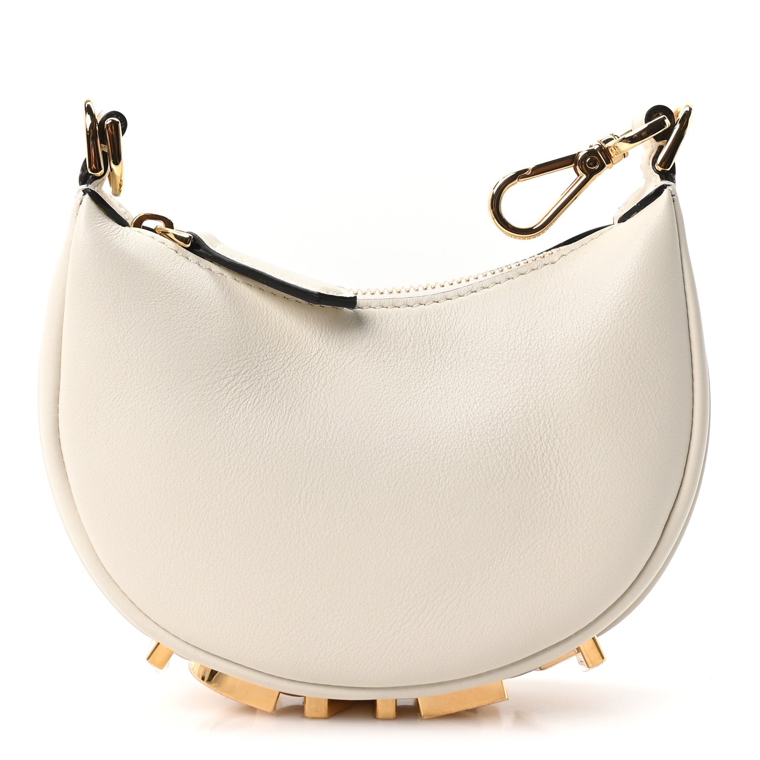 Fendi Vitello Grace Matte Nano Fendigraphy Hobo Charm White Ice 1 of 11