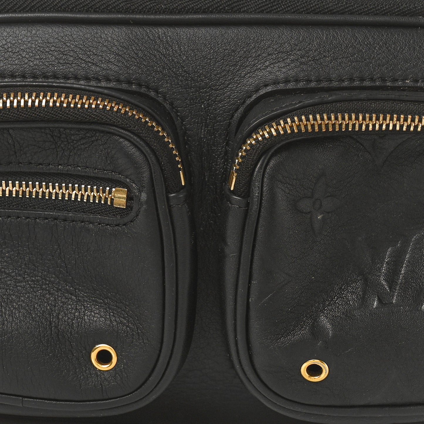 Calfskin Monogram Embossed Utility Crossbody Black
