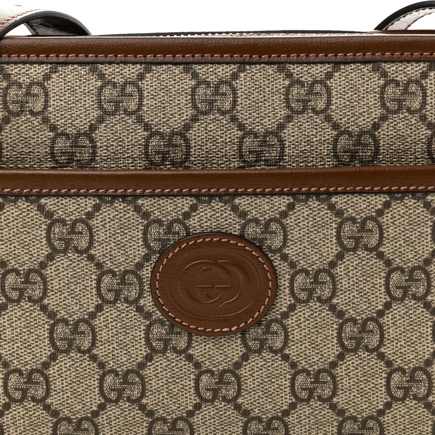 GG Supreme Monogram Azalea Calfskin Mini Retro Interlocking G Shoulder Bag Beige Ebony Brown Sugar