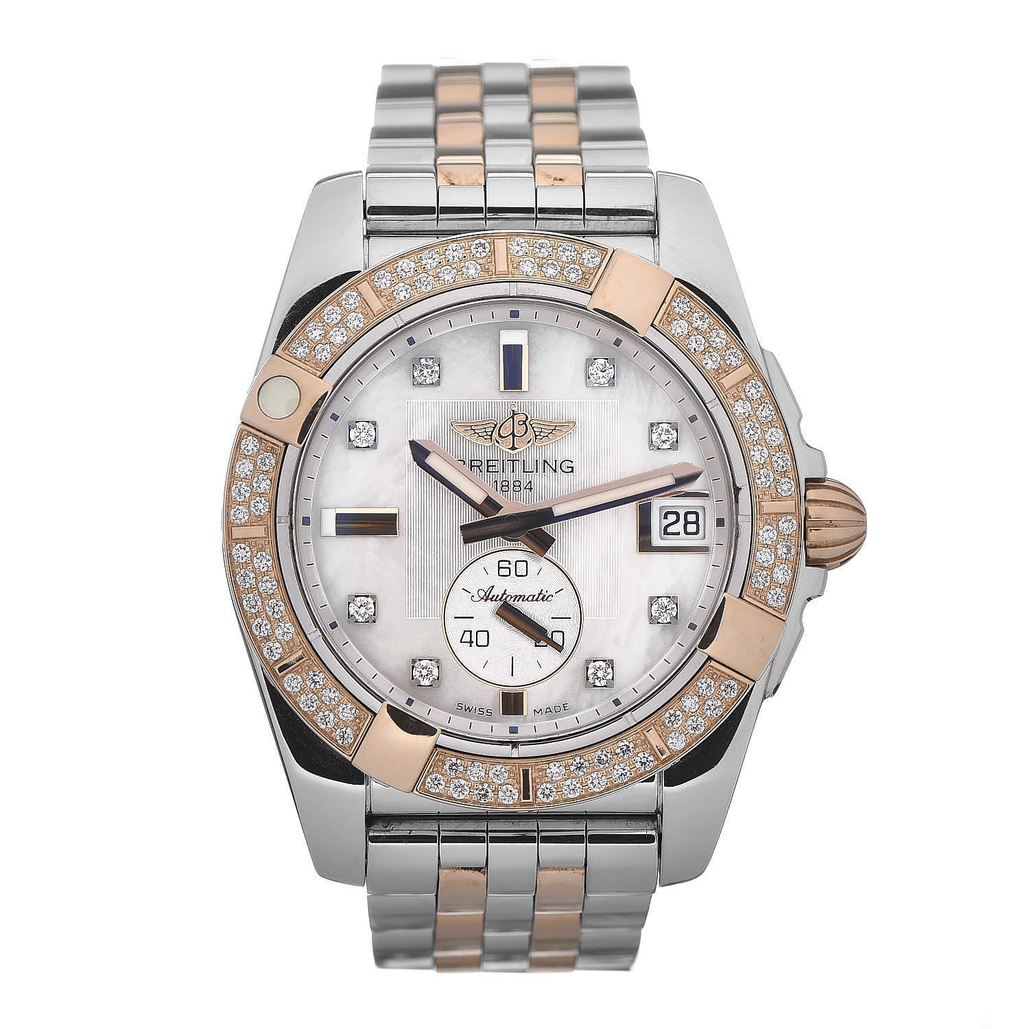 Breitling Stainless Steel 18K Rose Gold Diamond Mother of Pearl 36mm Galactic Automatic Watch C37330 1 of 14