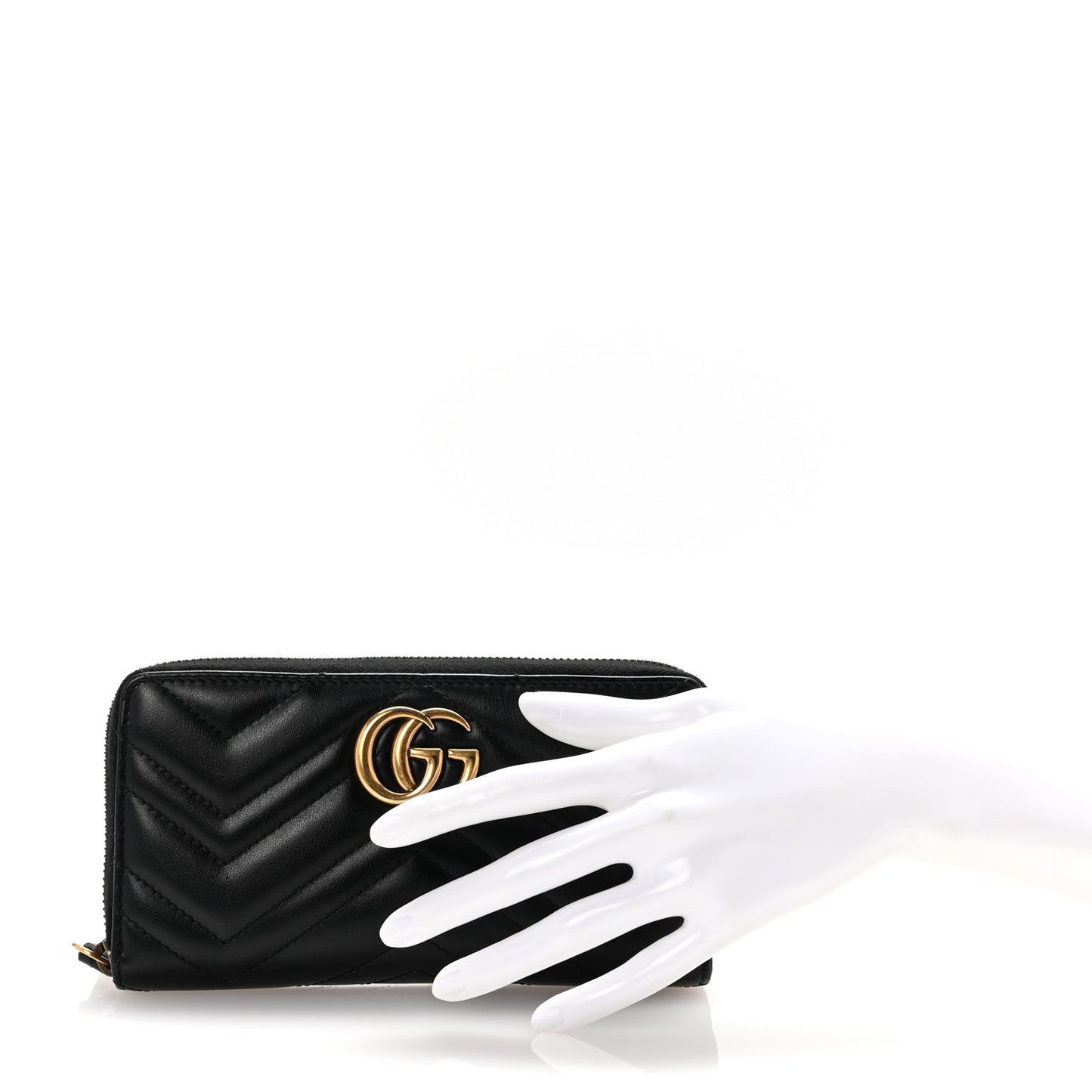 Calfskin Matelasse GG Marmont Zip Around Wallet Black