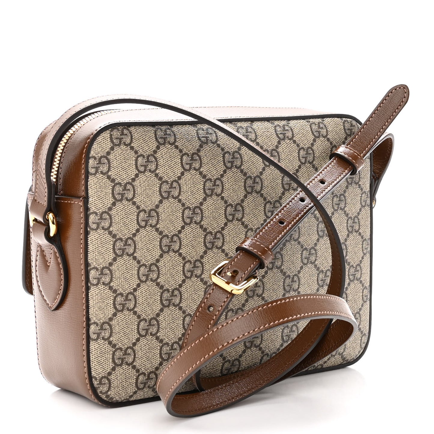 GG Supreme Monogram Small Horsebit 1955 Shoulder Bag Beige Brown Sugar
