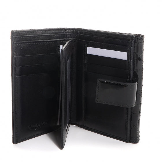 Patent Cannage Lady Dior French Wallet Black