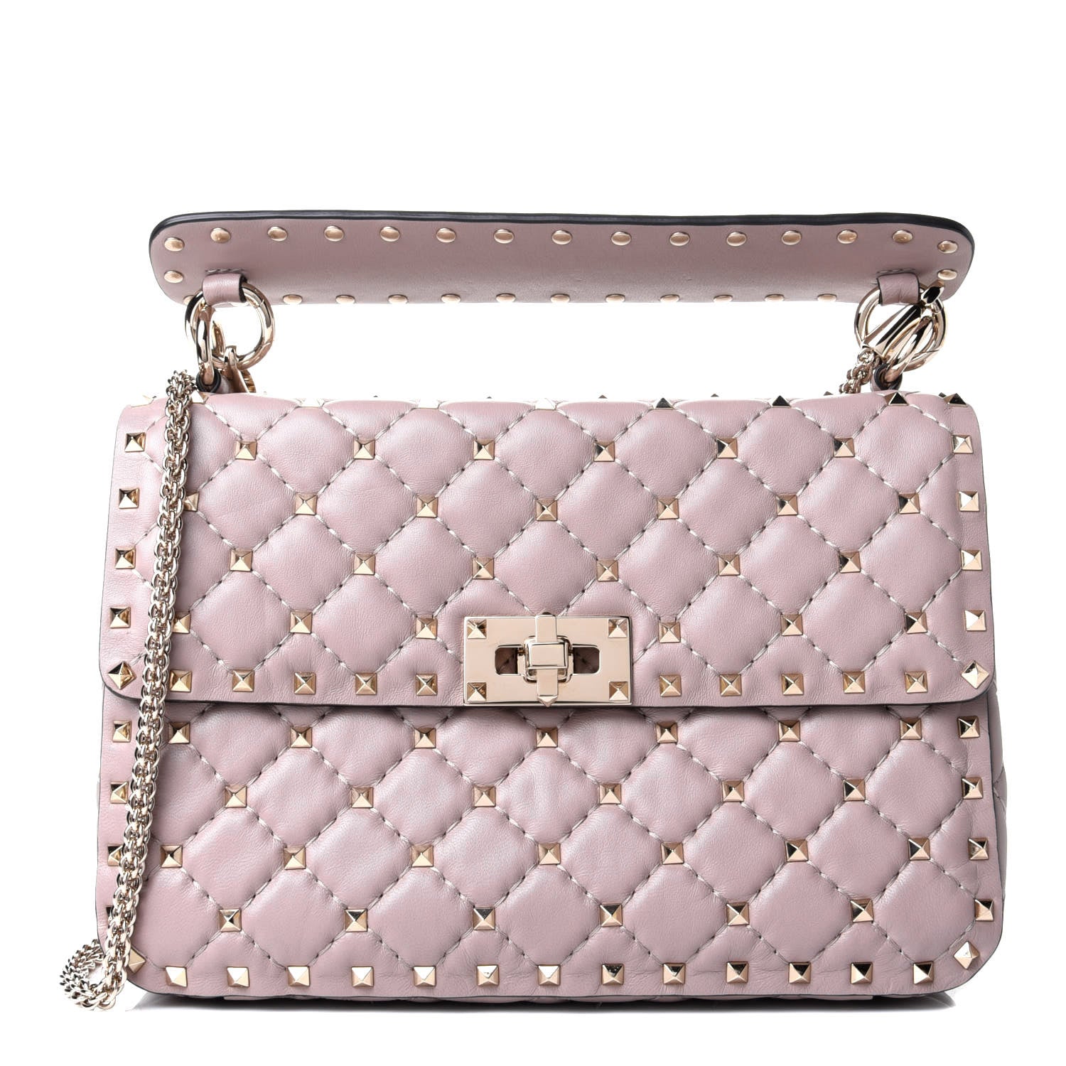 Valentino Garavani Lambskin Medium Rockstud Spike Shoulder Bag Poudre 1 of 9