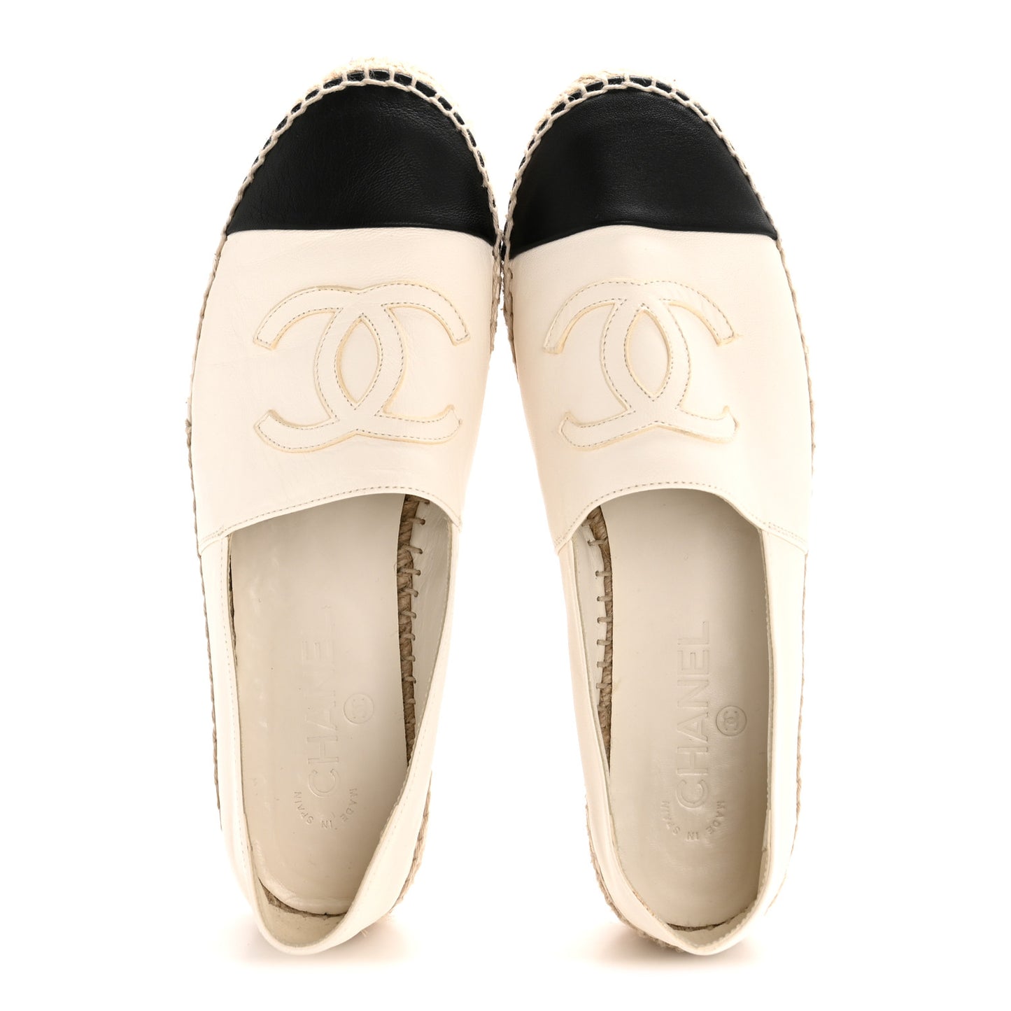 Lambskin CC Espadrilles 39 White Black