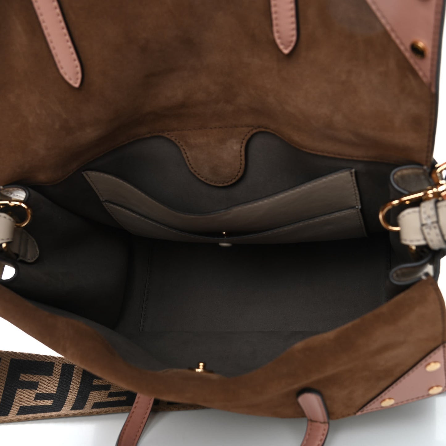 Vitello Grace Suede Large Flip Tote Nuvola Marrone Rosa Bourbon