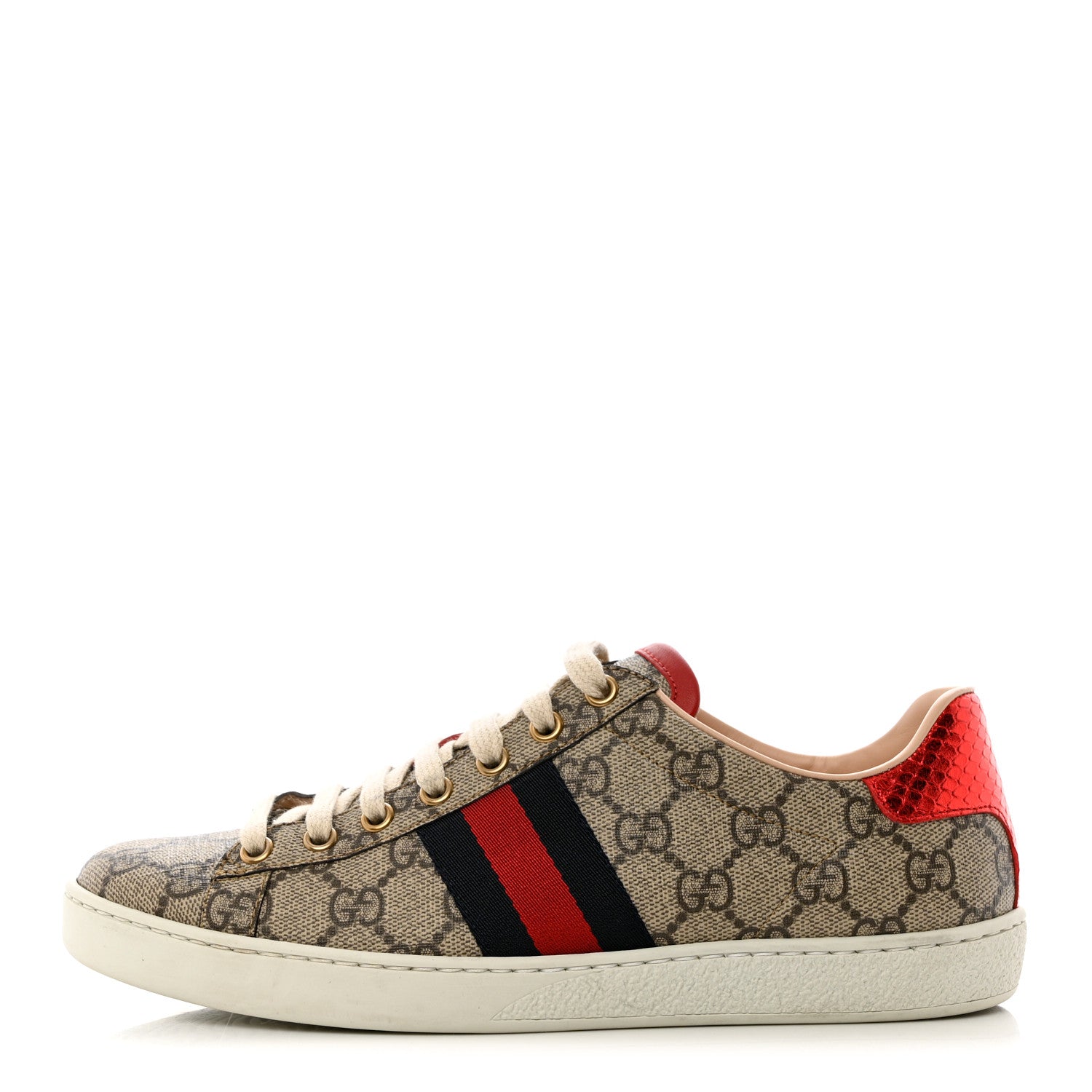 Gucci GG Supreme Monogram Womens Ace Low-Top Sneaker 38 Beige 1 of 9