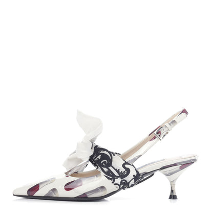 Prada Vernice Stampa 35mm Slingback Pumps 38 White Black 1 of 8