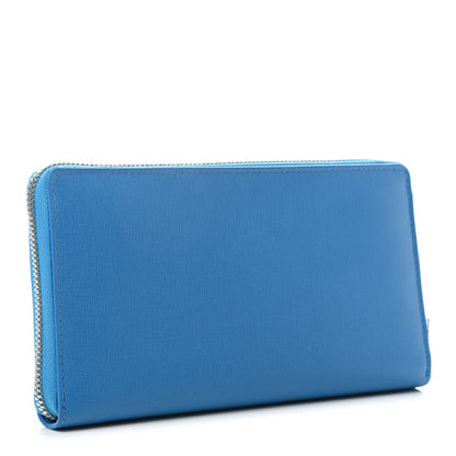Balenciaga Striped Calfskin Essential Continental Zip Around Wallet Blue 3 of 7