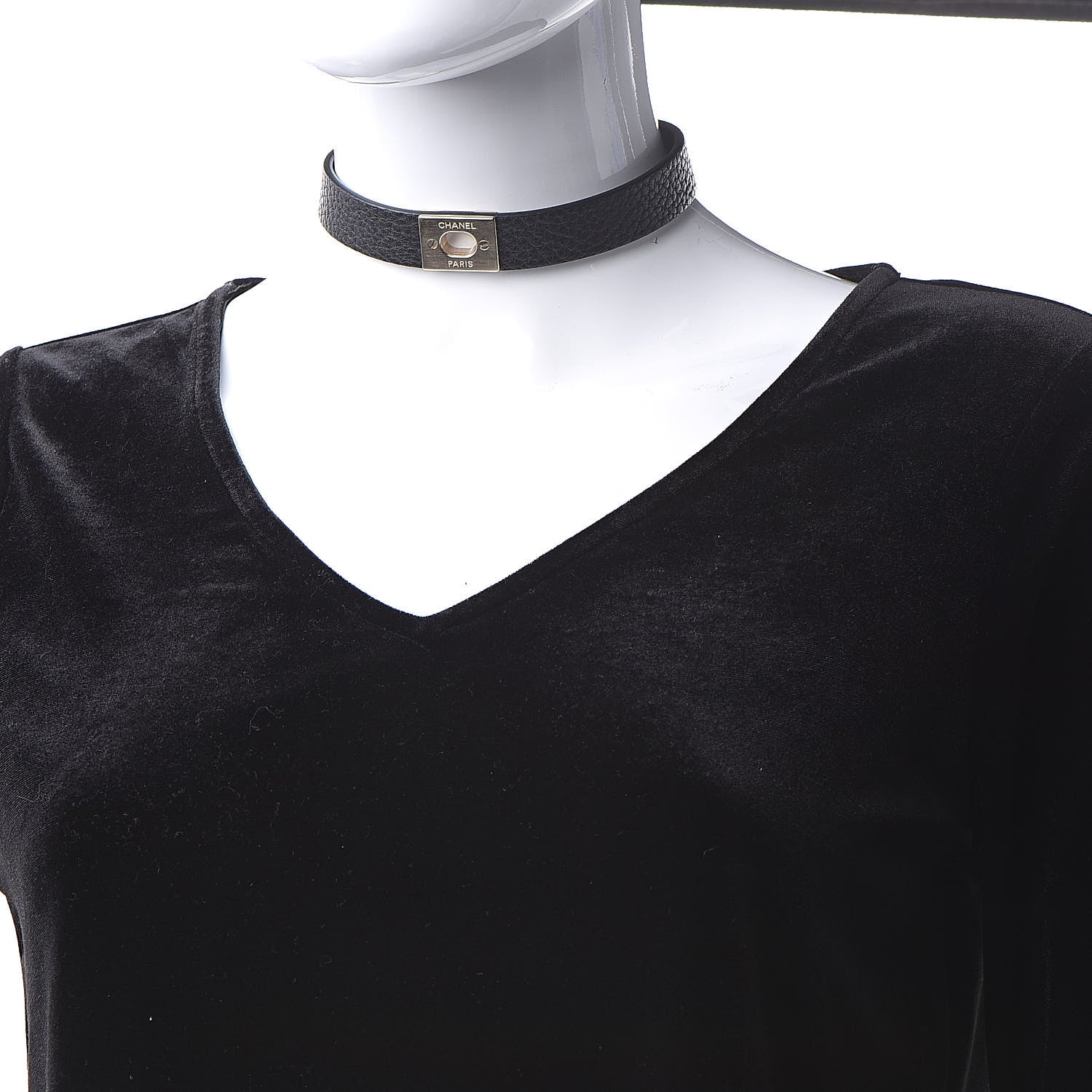 Chanel Calfskin CC Choker Black Gold 2 of 6