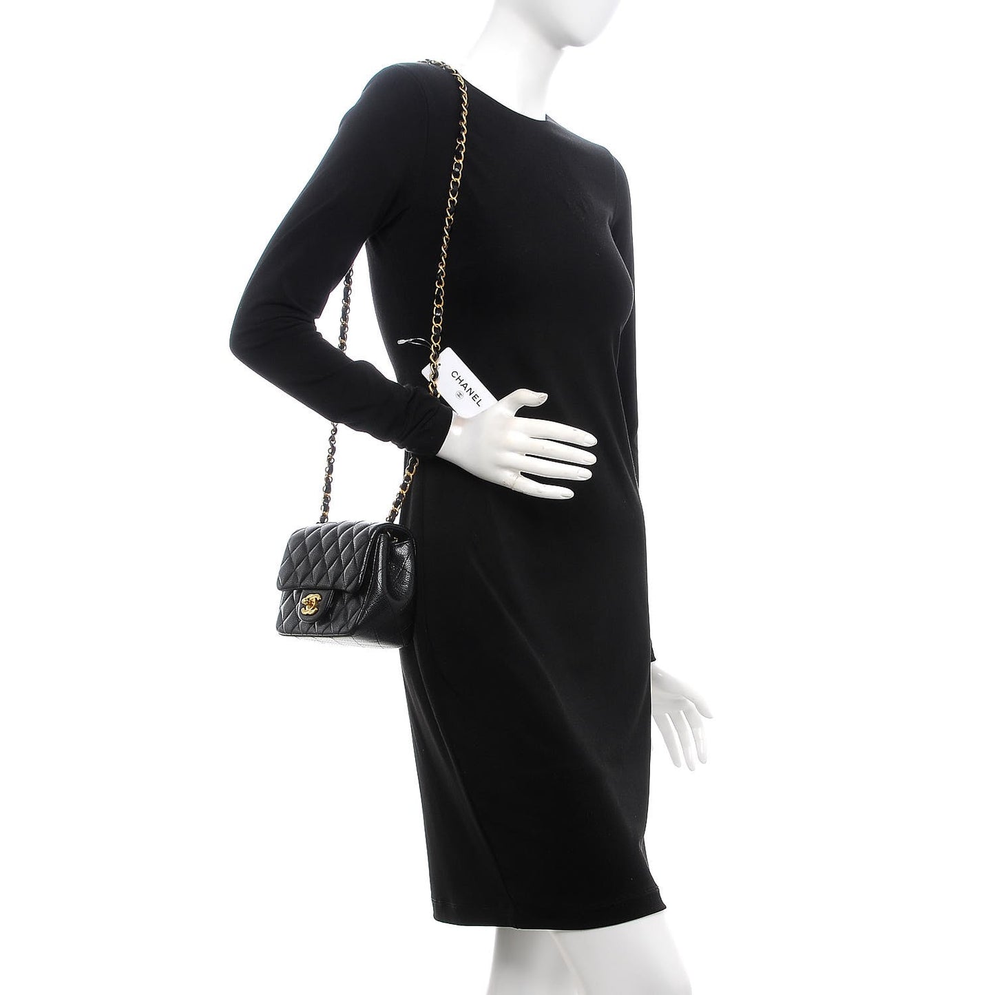 Caviar Quilted Mini Square Flap Black