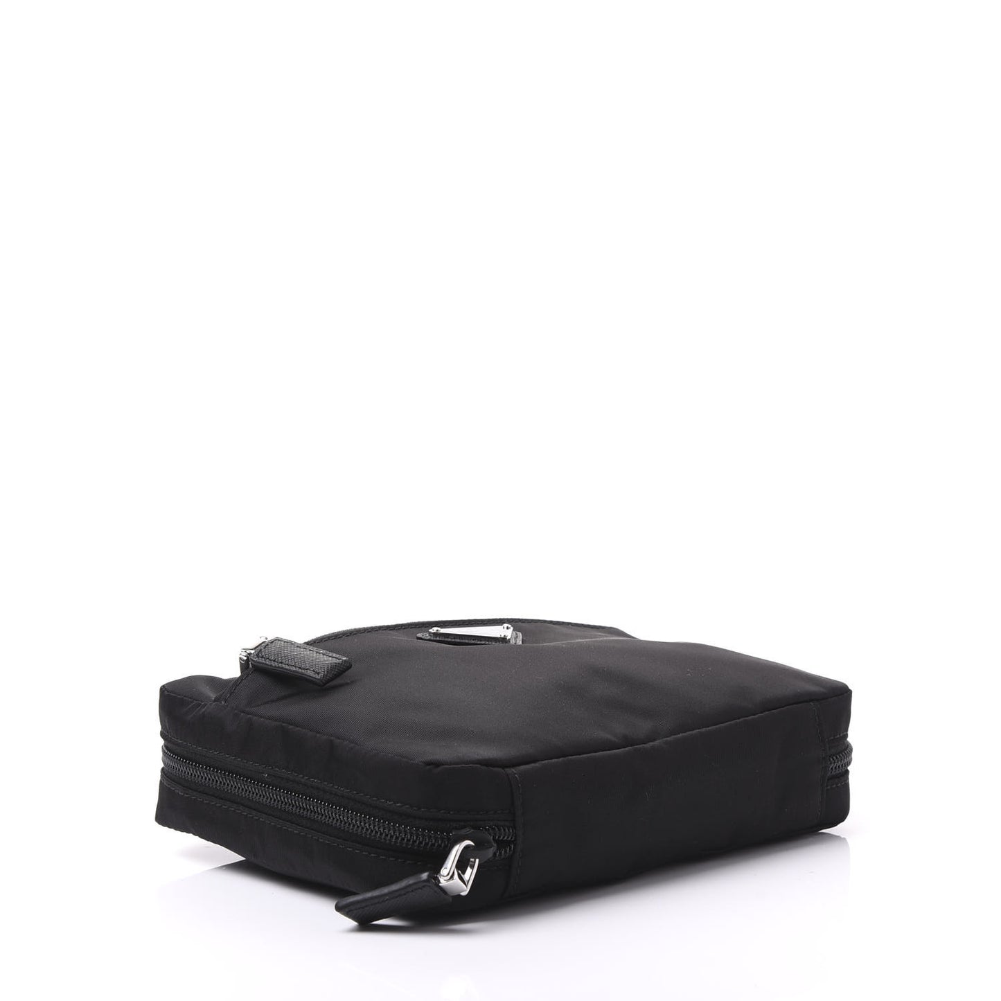 Tessuto Nylon Saffiano Maniglia Pouch Black