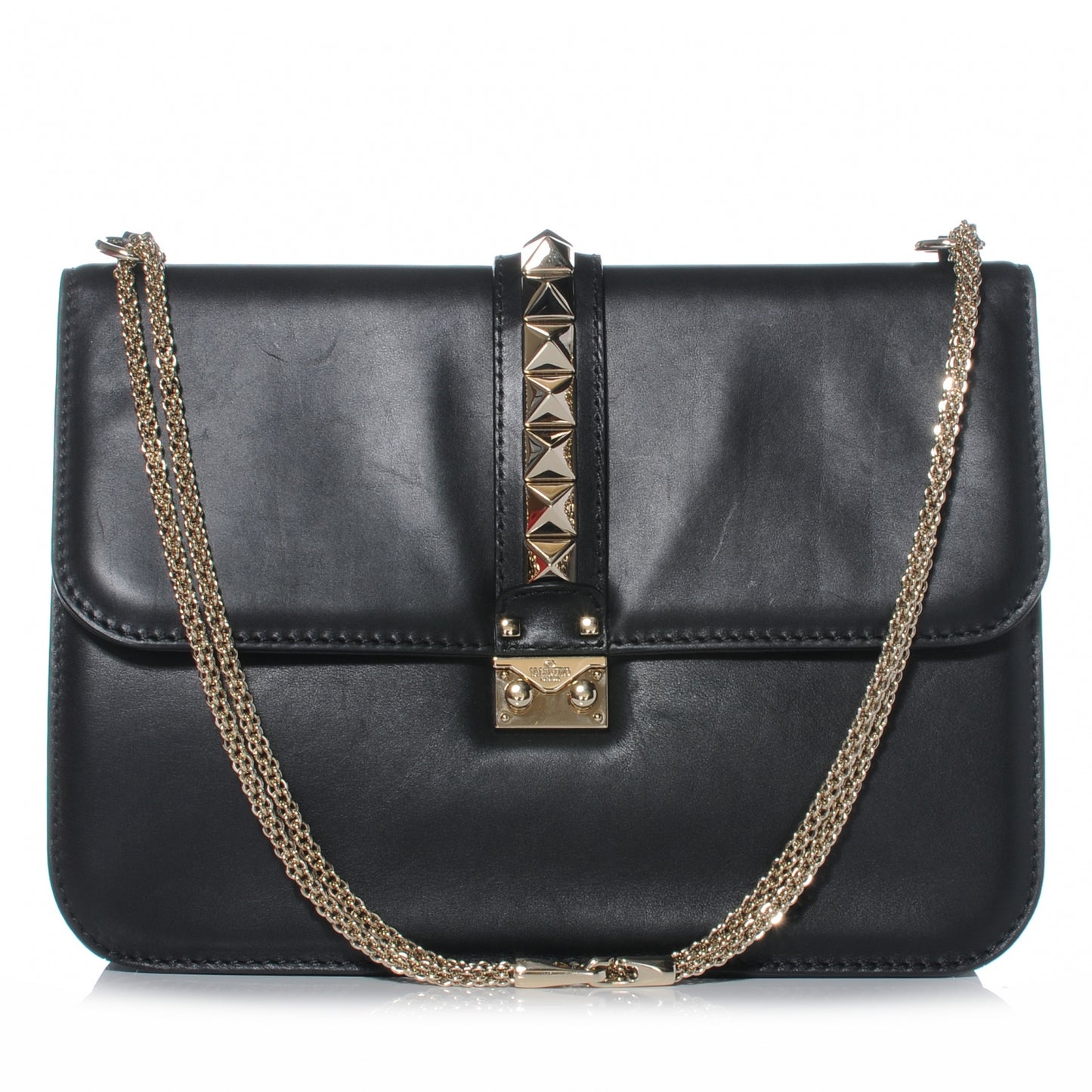 Vitello Grande Glam Lock Rockstud Flap Black