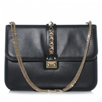 Valentino Garavani Vitello Grande Glam Lock Rockstud Flap Black 1 of 7