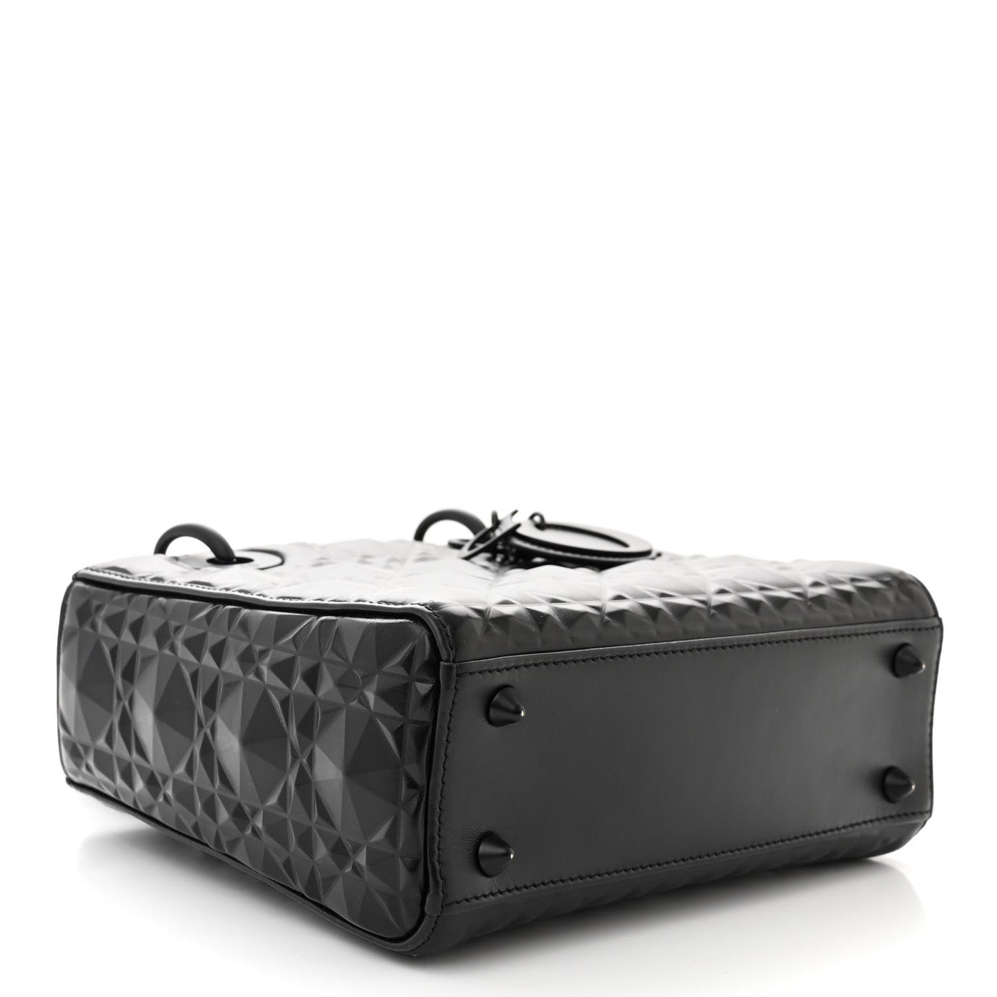Calfskin Cannage Diamond Small Lady Dior Black