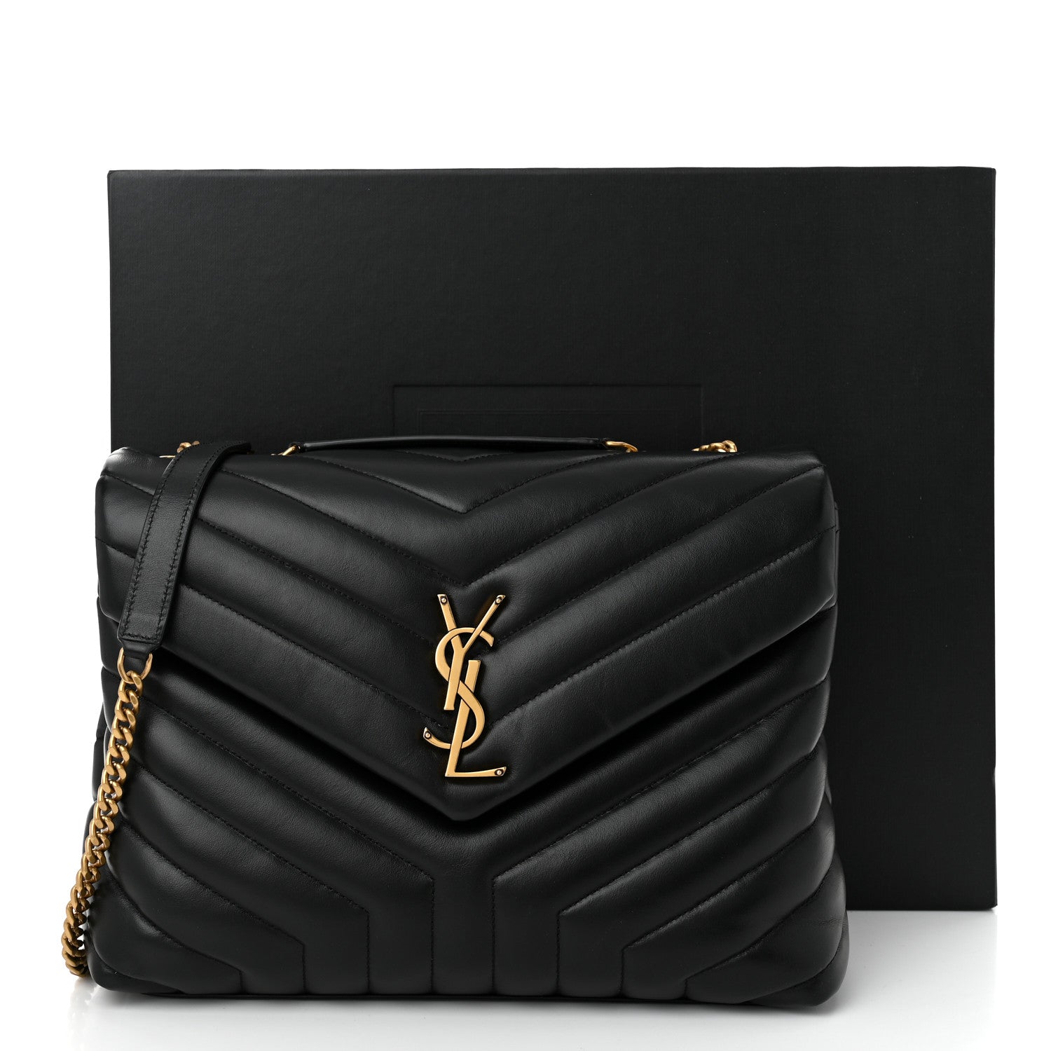 Saint Laurent Calfskin Y Quilted Monogram Medium Loulou Chain Satchel Black 11 of 11
