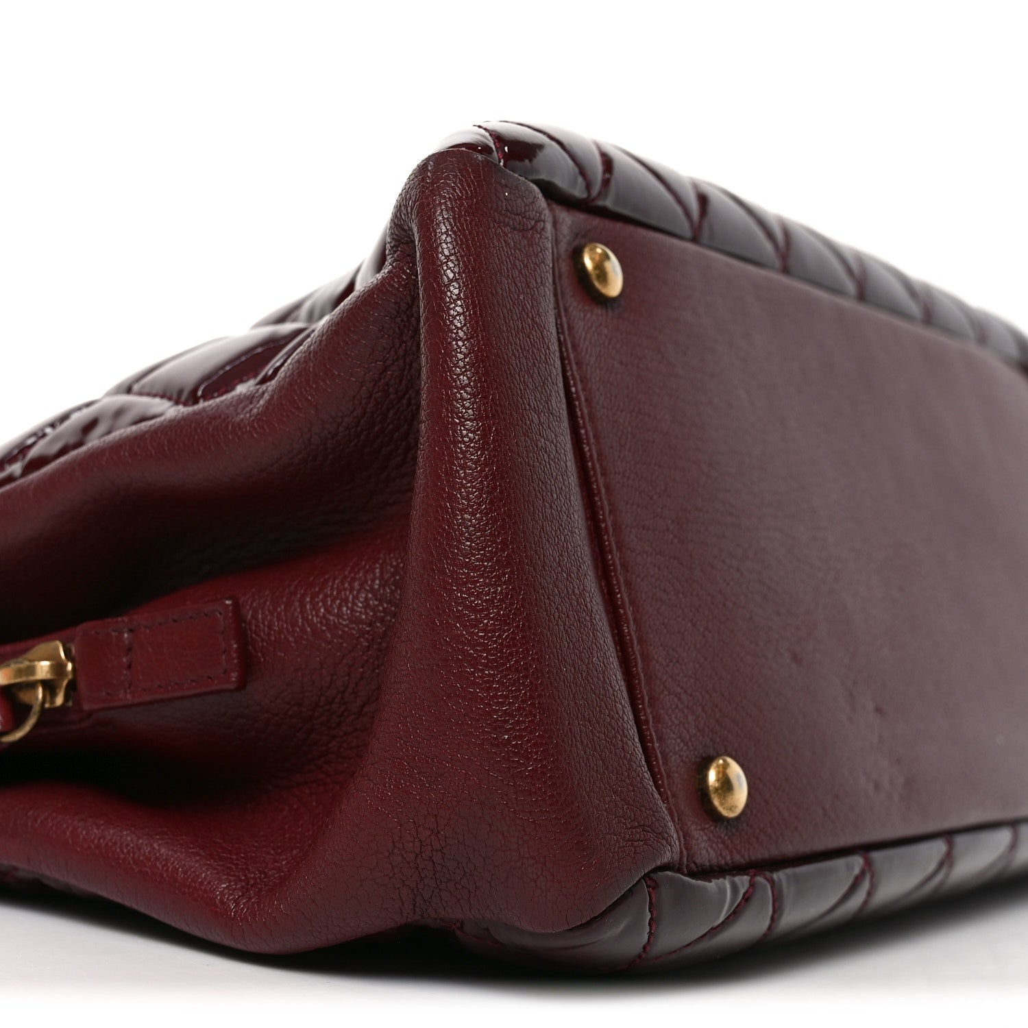 Chanel Patent Goatskin Quilted Small CC Eyelet Tote Burgundy 8 of 10