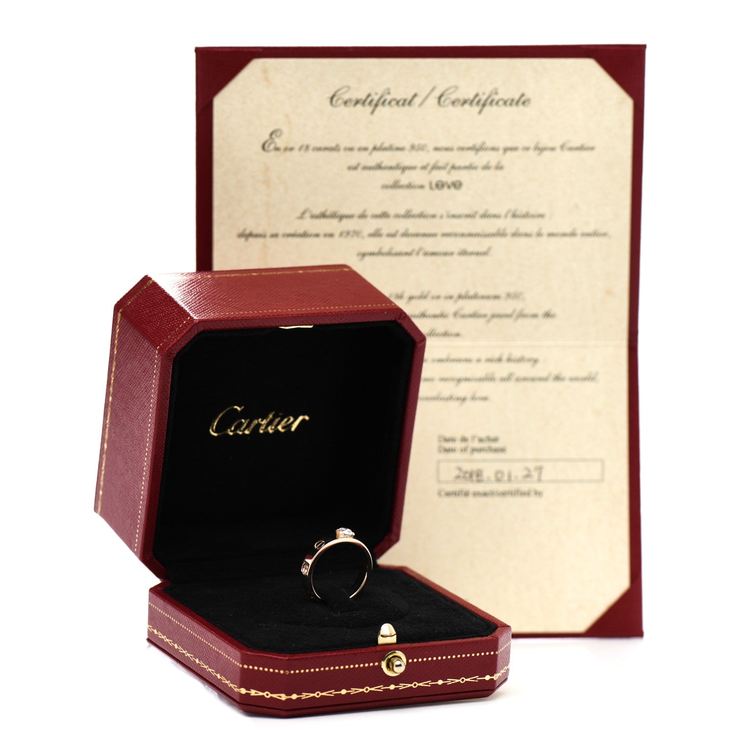 Cartier 18K Pink Gold Diamond .24ct LOVE Solitaire Engagement Ring 50 5.25 5 of 5