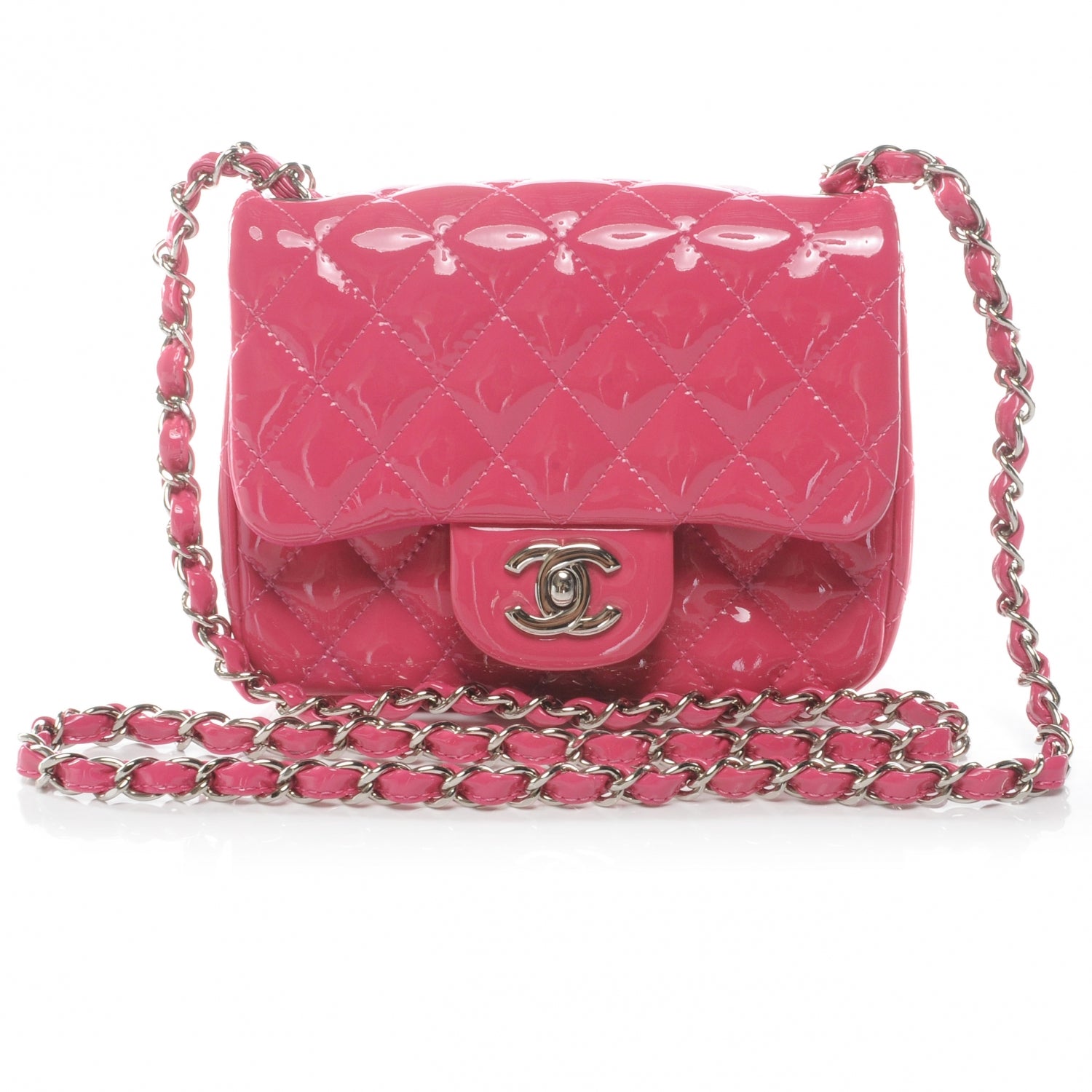 Chanel Patent Quilted Mini Flap Pink 1 of 7