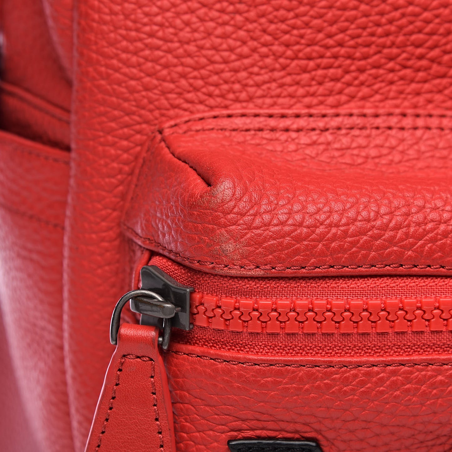 Calfskin Studded Small Logo Backpack Red