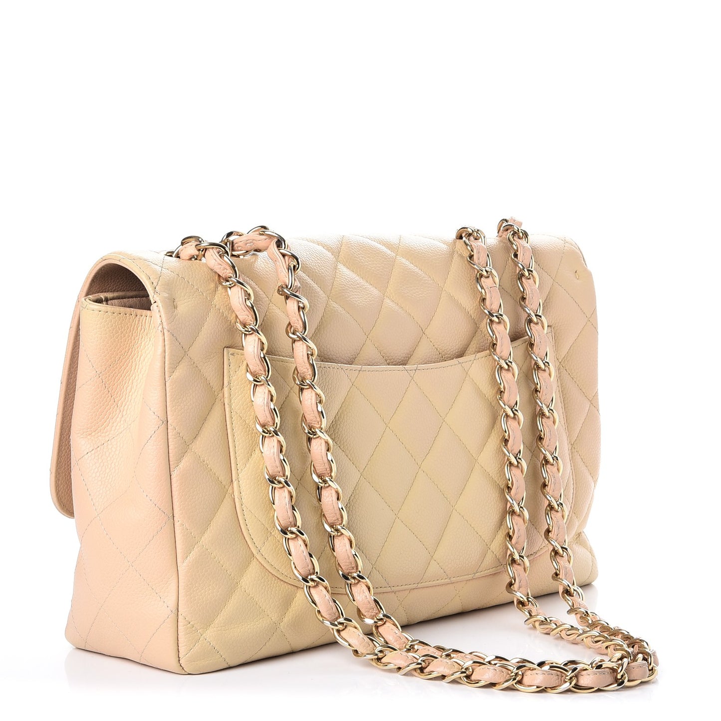 Caviar Quilted Jumbo Single Flap Beige Clair